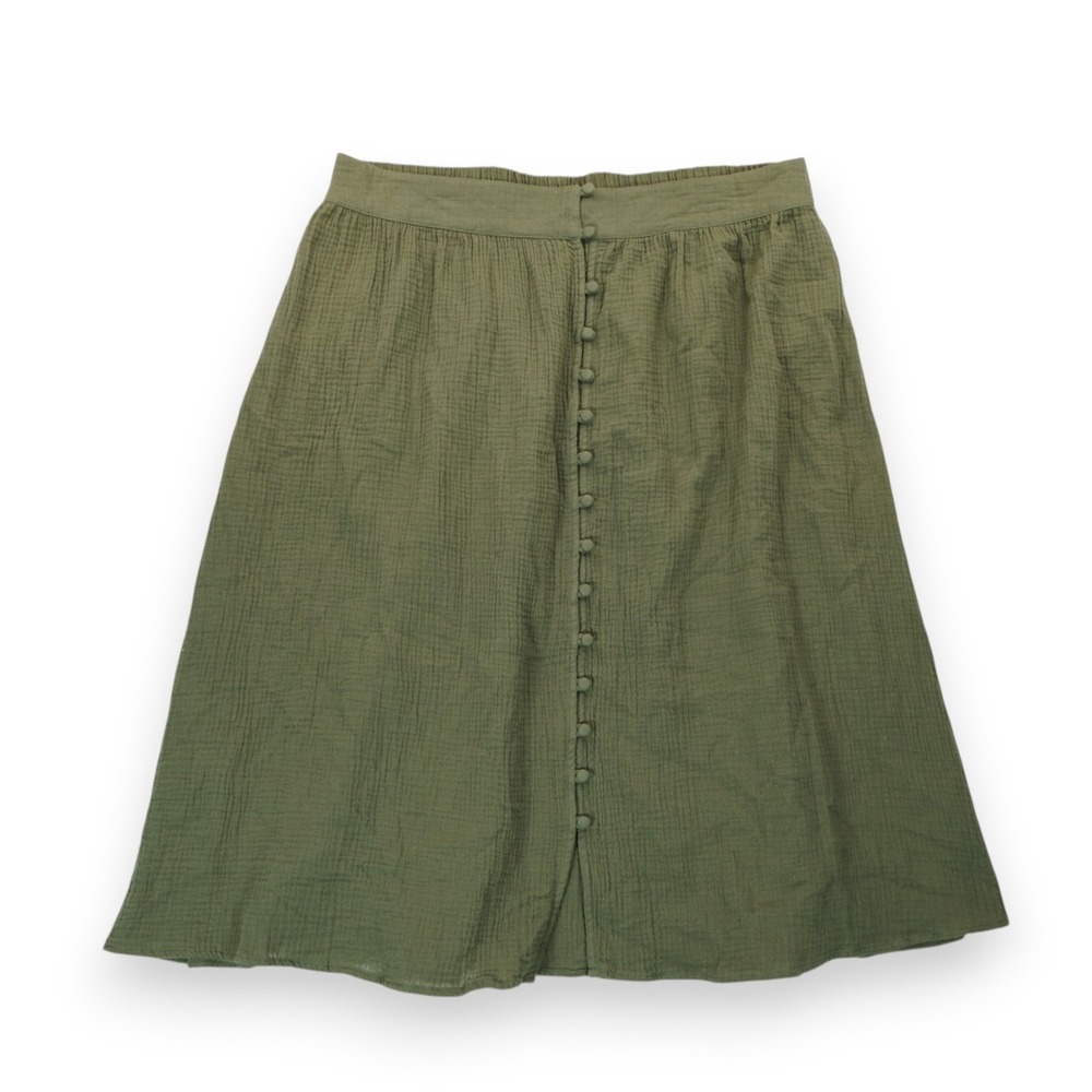 NWT Single Thread Midi Skirt Green Elastic Waist Size Large ~ Women's~ MSRP $78